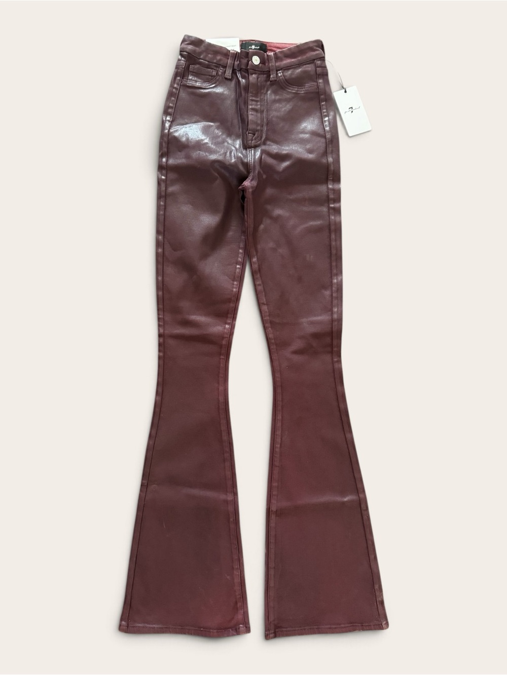 7 For All Mankind Burgundy Ultra High Rise Skinny Boot Jeans Flare 24 NWT